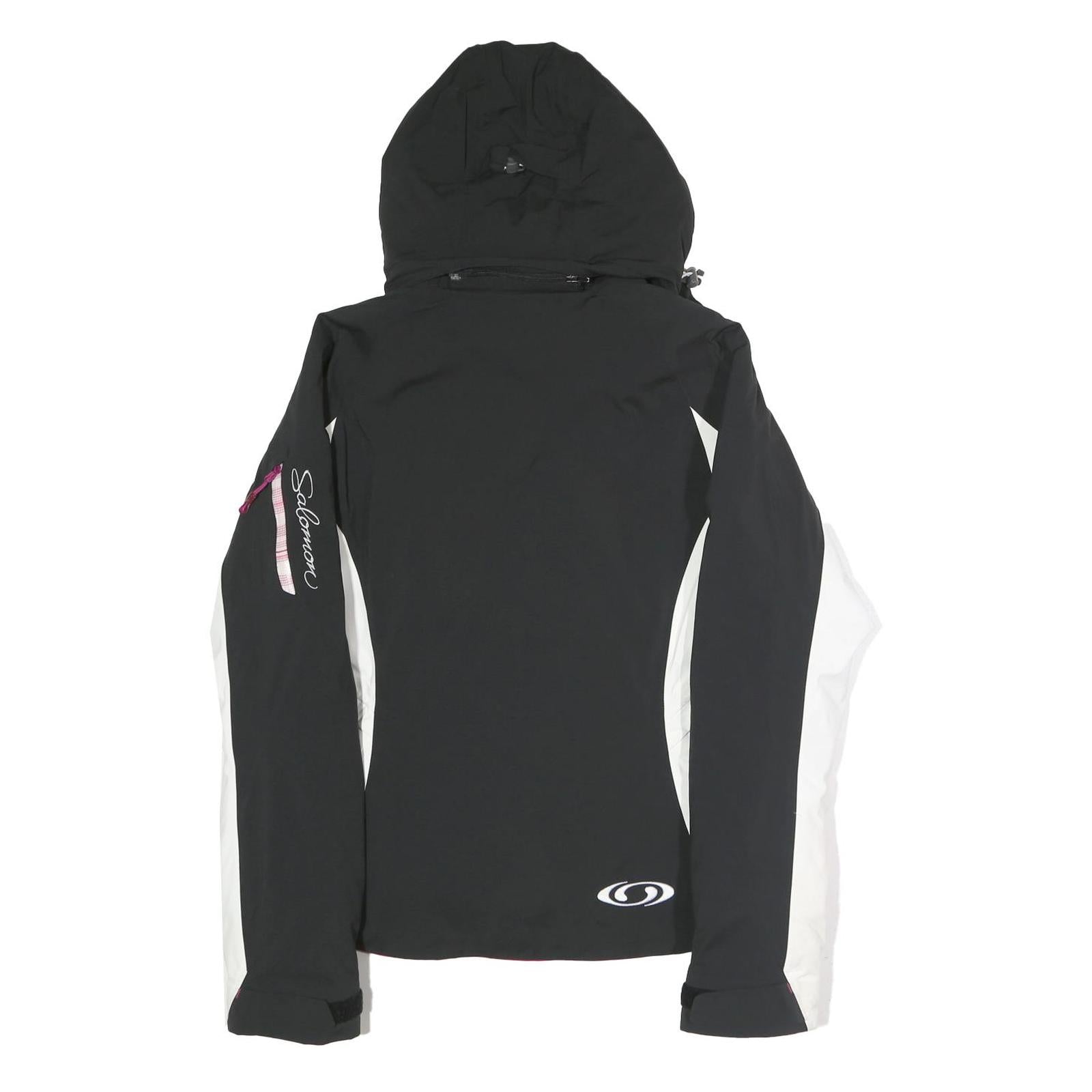 Womens Black & White Sporty Jacket M Polyester Blend Zip Hooded Stylish Fit