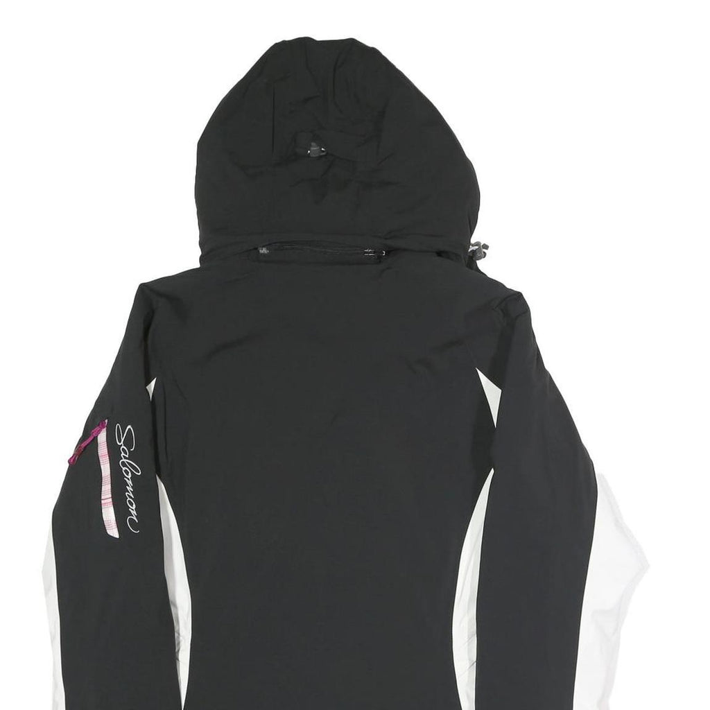 Womens Black & White Sporty Jacket M Polyester Blend Zip Hooded Stylish Fit