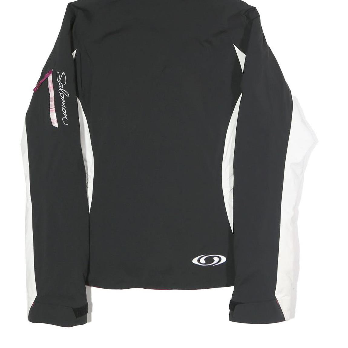 Womens Black & White Sporty Jacket M Polyester Blend Zip Hooded Stylish Fit