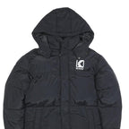 KARL KANI Mens Black Polyester Zip Hooded Puffer Jacket S Lightweight Winter