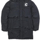 KARL KANI Mens Black Polyester Zip Hooded Puffer Jacket S Lightweight Winter