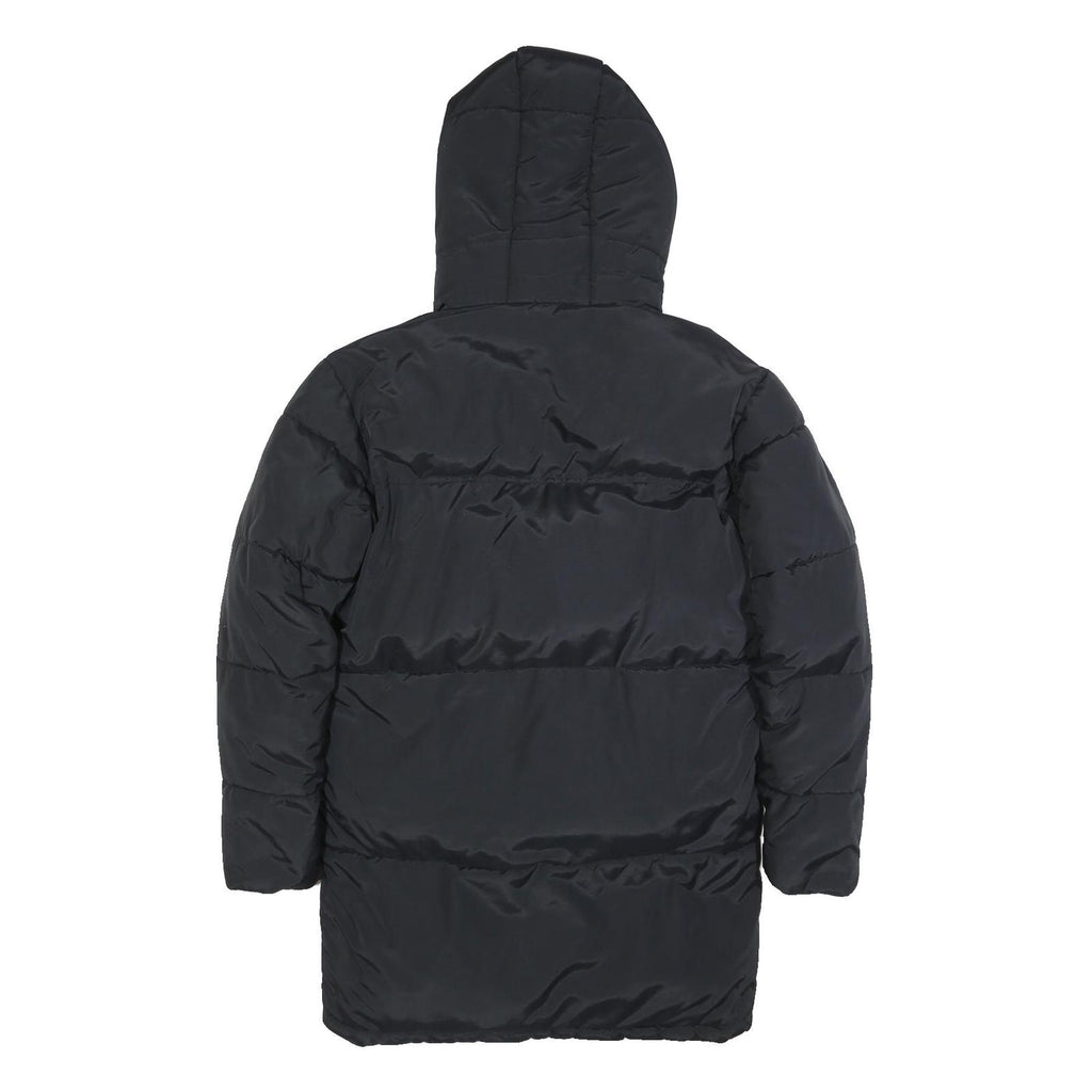 KARL KANI Mens Black Polyester Zip Hooded Puffer Jacket S Lightweight Winter