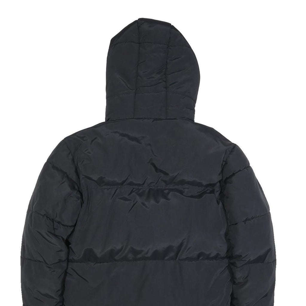 KARL KANI Mens Black Polyester Zip Hooded Puffer Jacket S Lightweight Winter