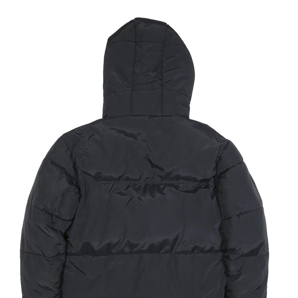 KARL KANI Mens Black Polyester Zip Hooded Puffer Jacket S Lightweight Winter