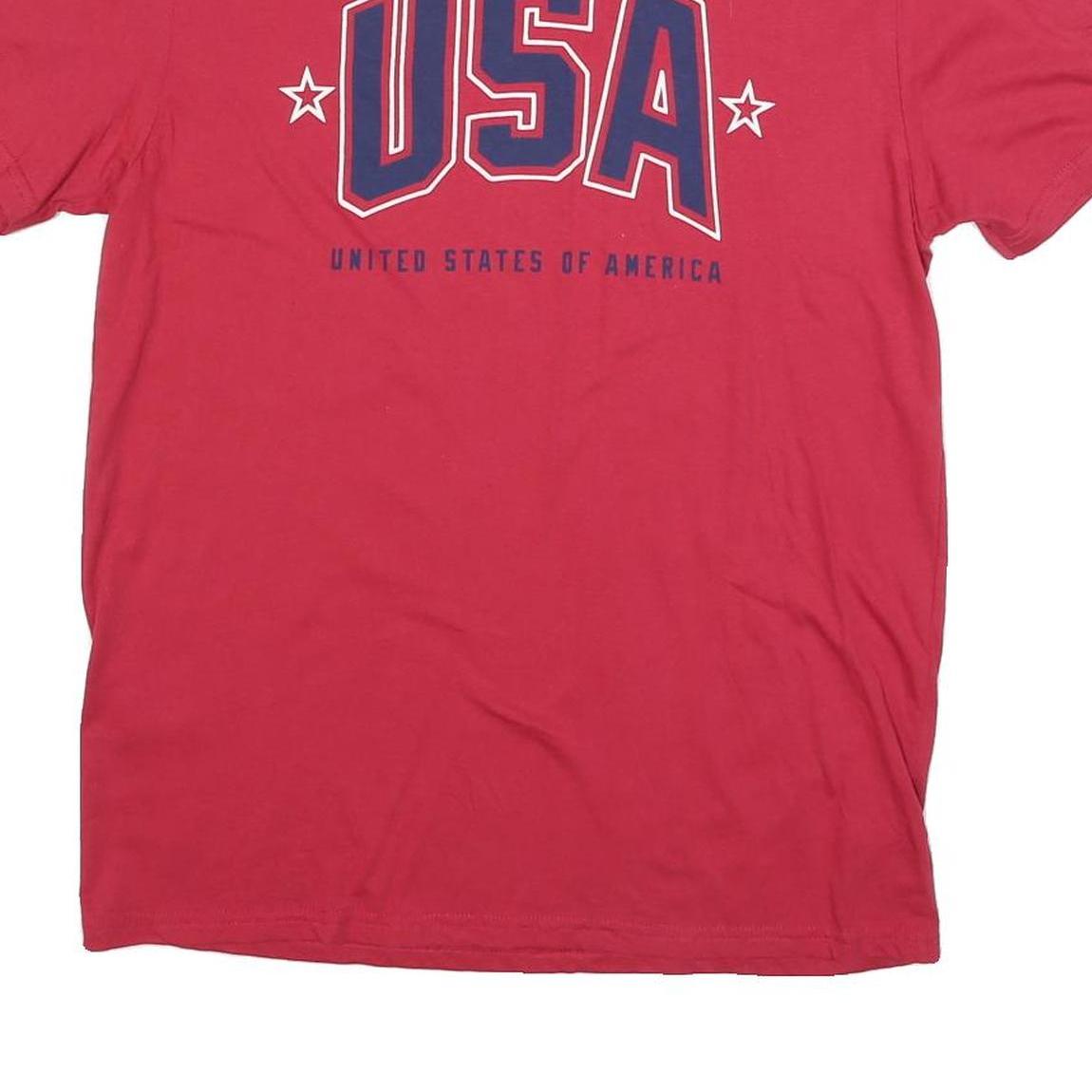 GENERAL STANDARD Mens Red USA Graphic T-Shirt M Short Sleeve Crew Neck Cotton