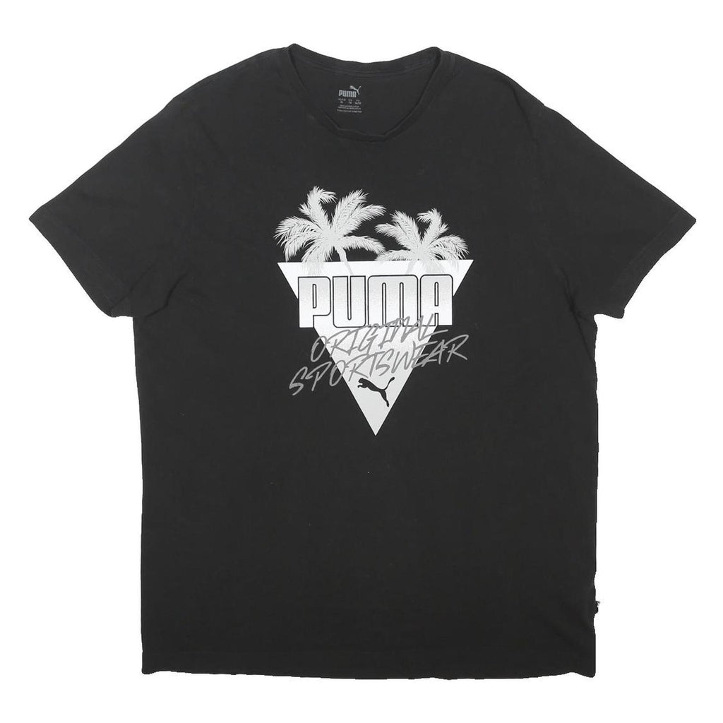PUMA Mens Black Graphic T-Shirt XL Short Sleeve Crew Neck Original Sportswear