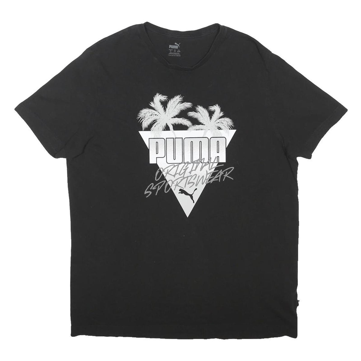 PUMA Mens Black Graphic T-Shirt XL Short Sleeve Crew Neck Original Sportswear