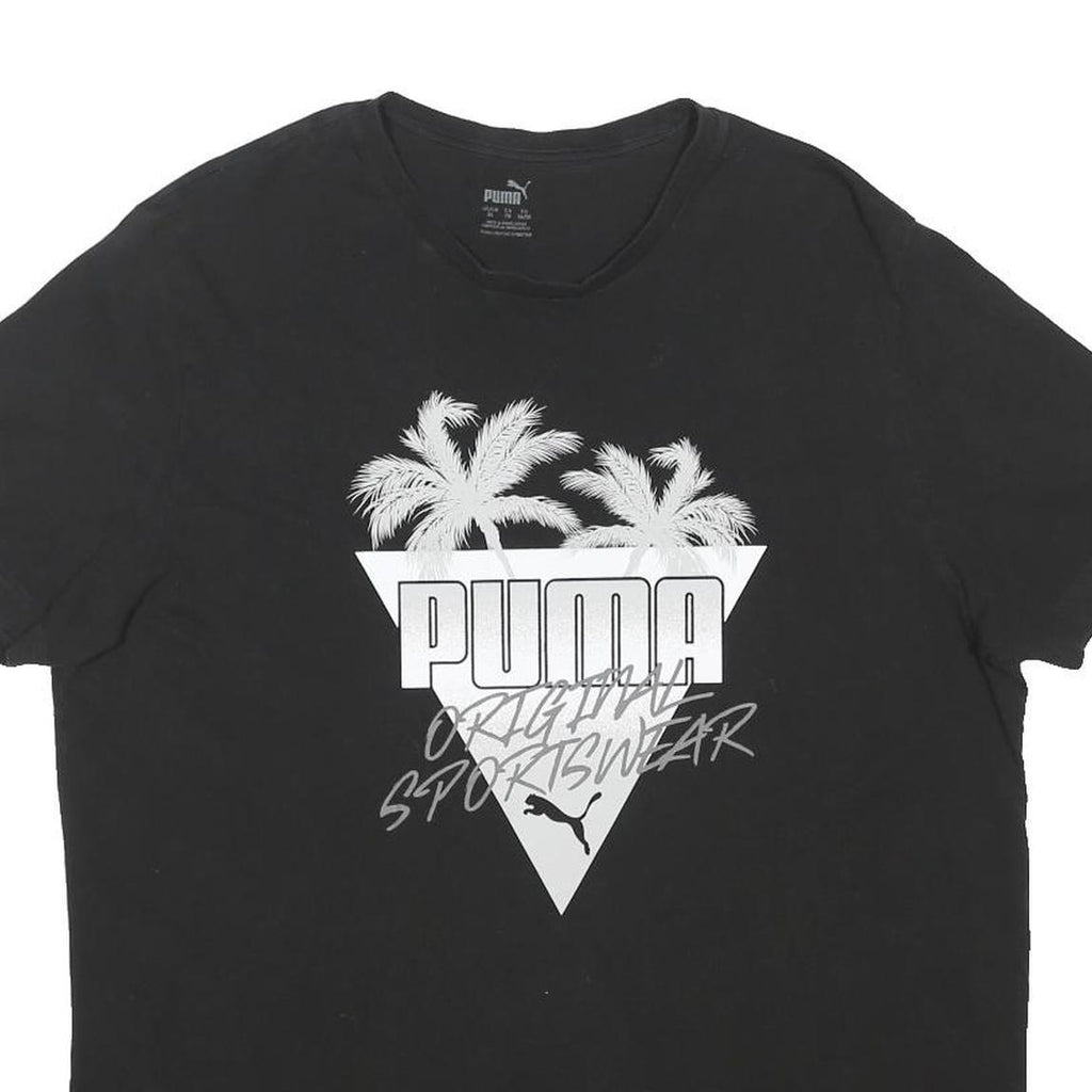 PUMA Mens Black Graphic T-Shirt XL Short Sleeve Crew Neck Original Sportswear