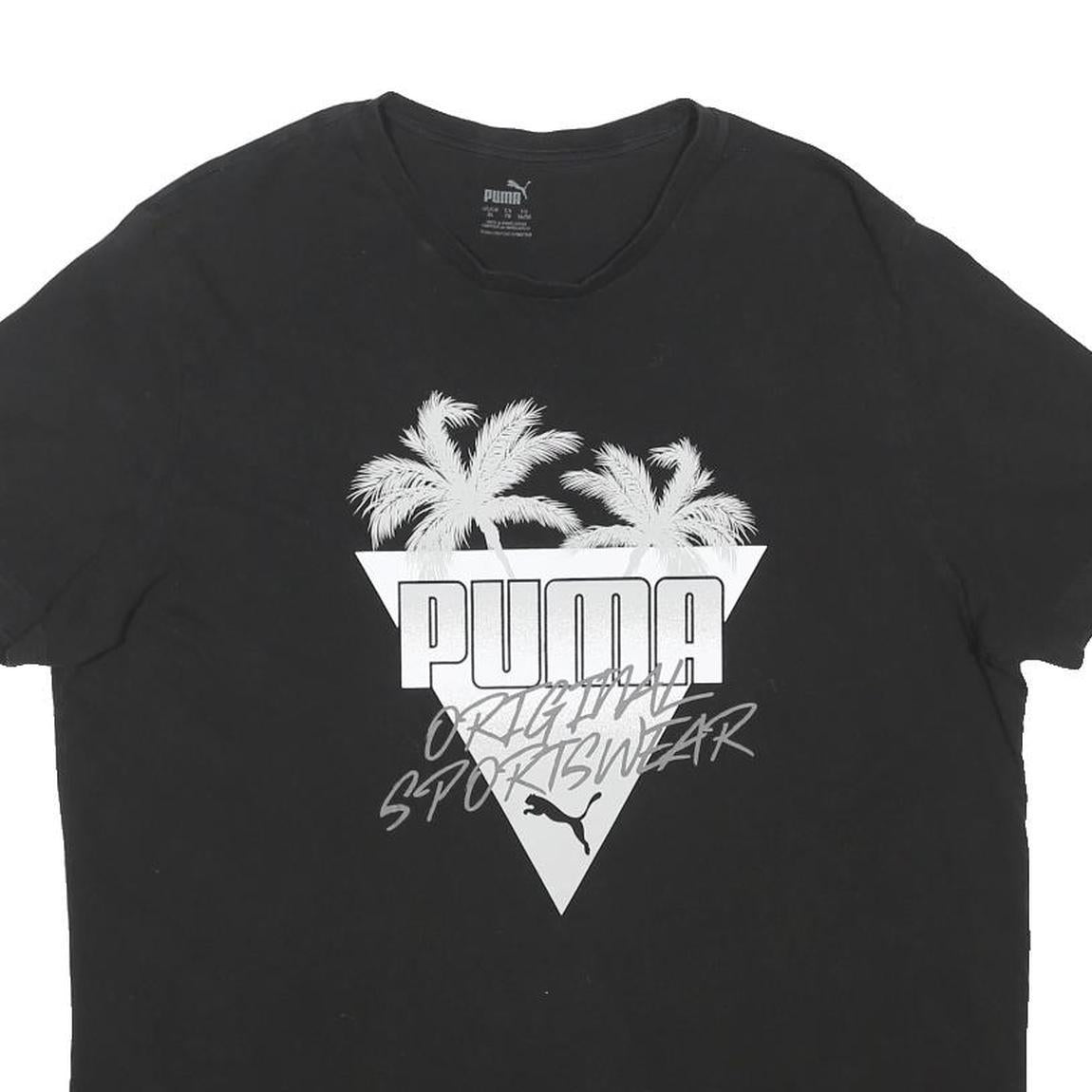 PUMA Mens Black Graphic T-Shirt XL Short Sleeve Crew Neck Original Sportswear
