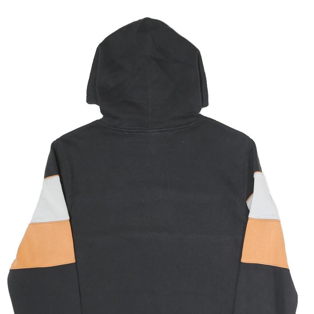 CHAMPION Mens Black & Orange Panel Logo Pullover Hoodie S Cotton Blend
