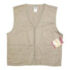 OZARK TRAIL Mens Beige Cotton Zip Vest XL Woven Utility Outdoor Pocket