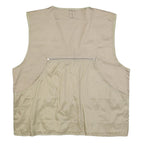 OZARK TRAIL Mens Beige Cotton Zip Vest XL Woven Utility Outdoor Pocket