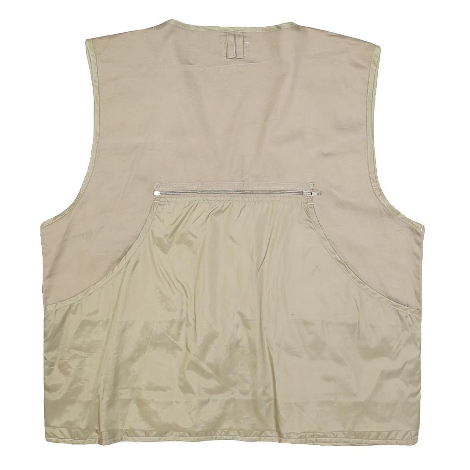 OZARK TRAIL Mens Beige Cotton Zip Vest XL Woven Utility Outdoor Pocket
