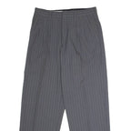 MANUEL MANCERA Striped Mens Trousers Grey Regular Straight Viscose W30 L30