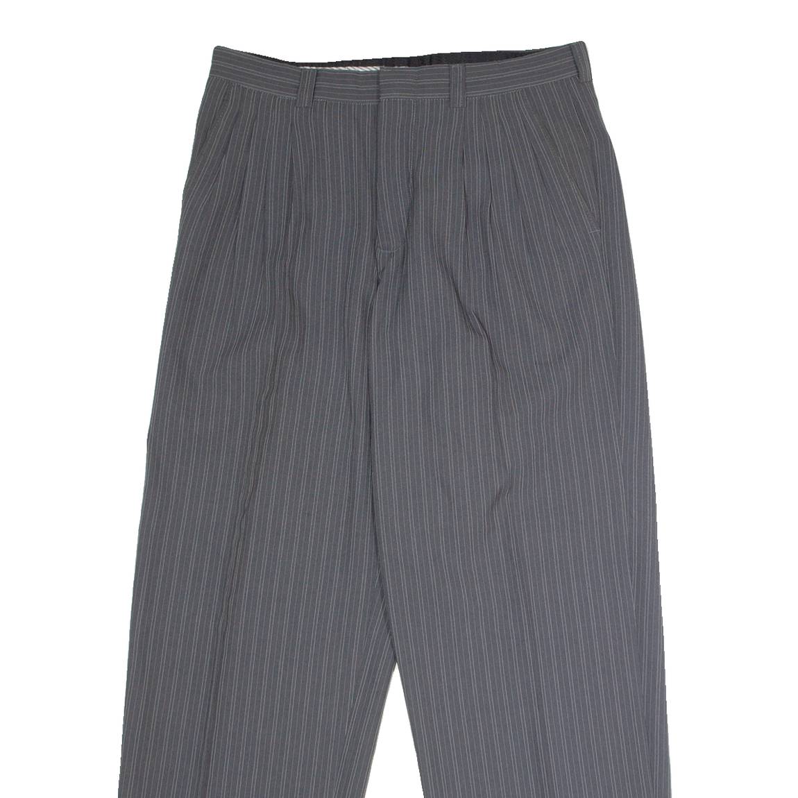 MANUEL MANCERA Striped Mens Trousers Grey Regular Straight Viscose W30 L30