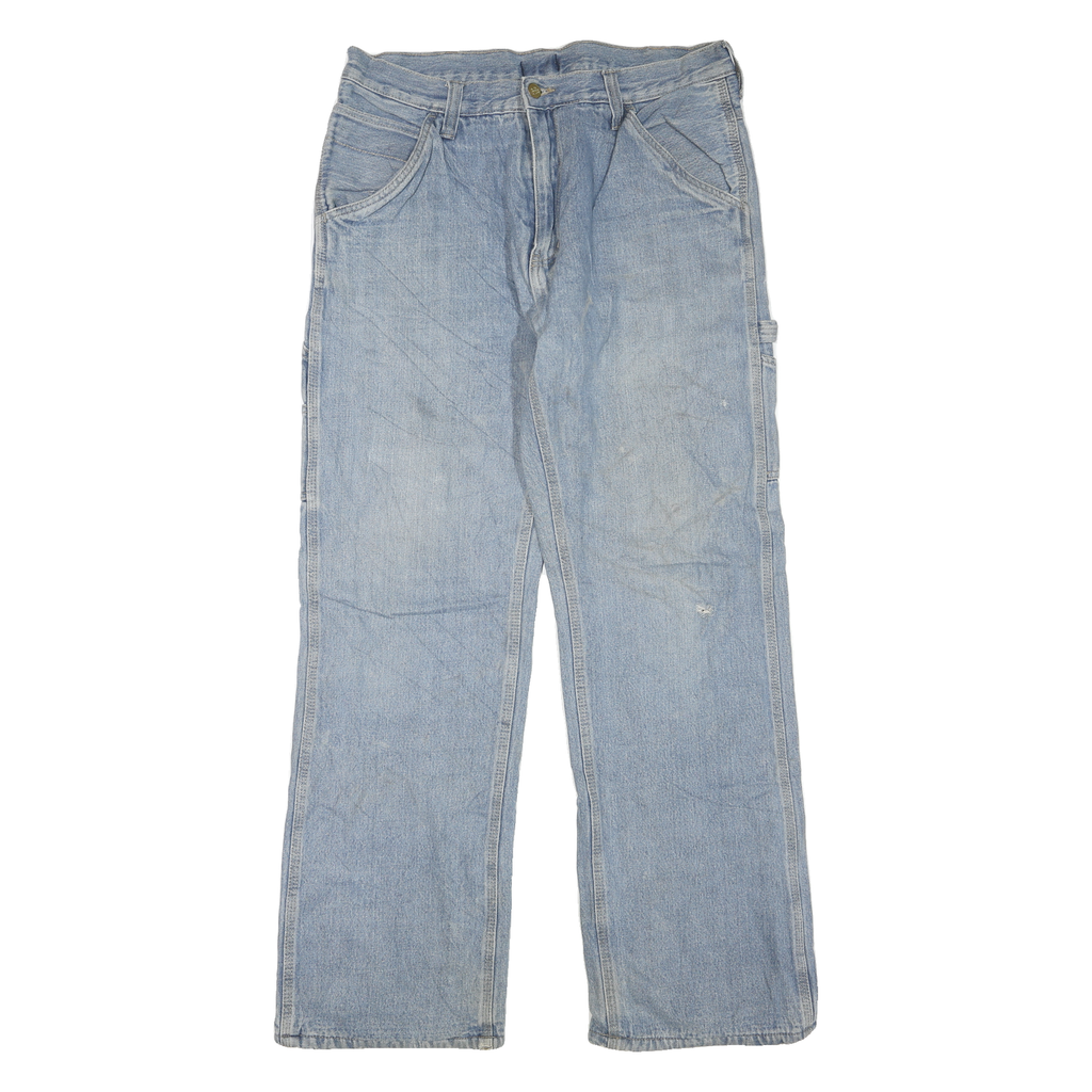 DICKIES Mens Blue Regular Straight Denim Light W34 L32 Zip Cotton Blend Work