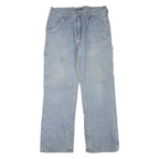 DICKIES Mens Blue Regular Straight Denim Light W34 L32 Zip Cotton Blend Work