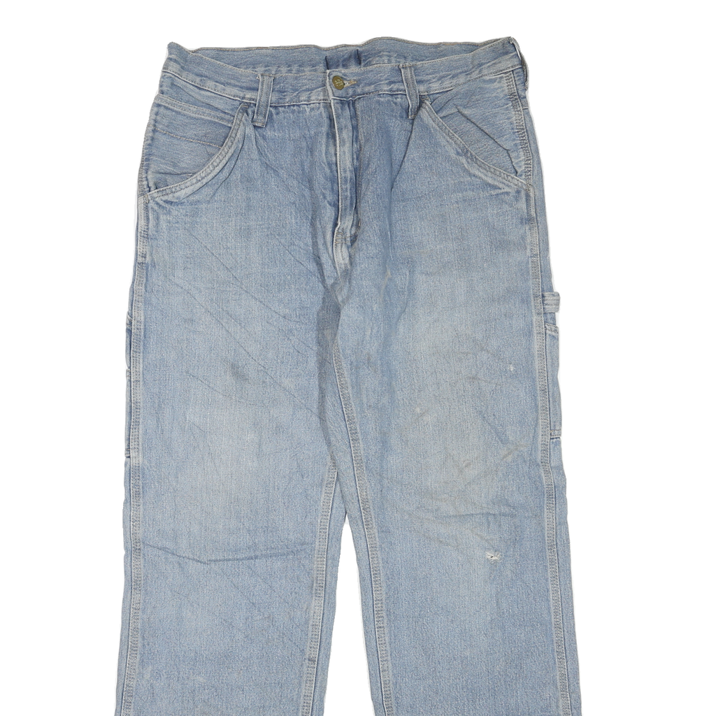 DICKIES Mens Blue Regular Straight Denim Light W34 L32 Zip Cotton Blend Work