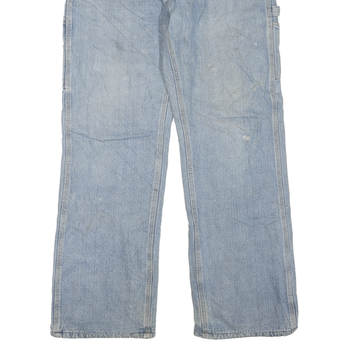 DICKIES Mens Blue Regular Straight Denim Light W34 L32 Zip Cotton Blend Work