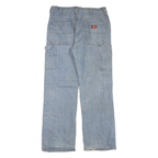 DICKIES Mens Blue Regular Straight Denim Light W34 L32 Zip Cotton Blend Work