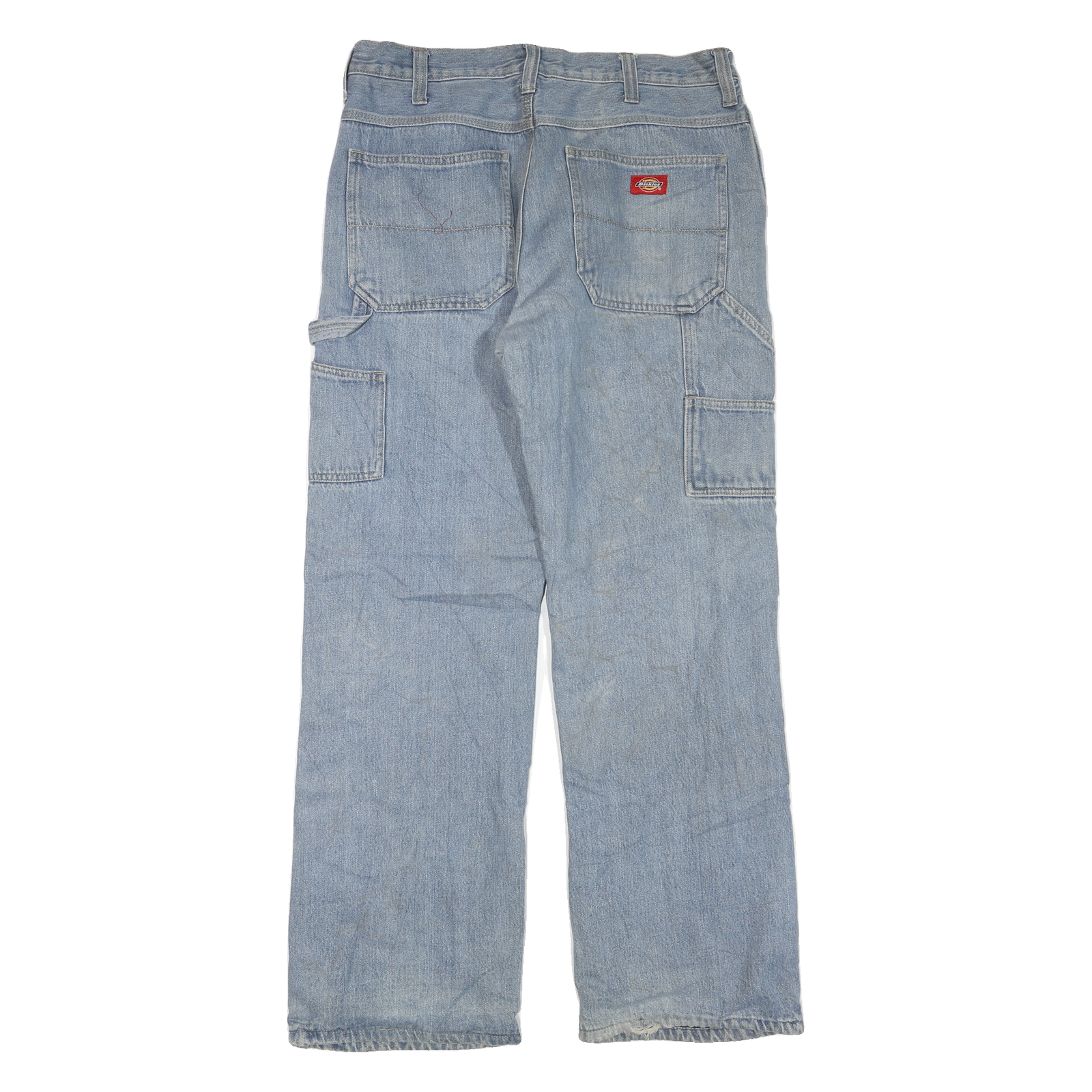 DICKIES Mens Blue Regular Straight Denim Light W34 L32 Zip Cotton Blend Work