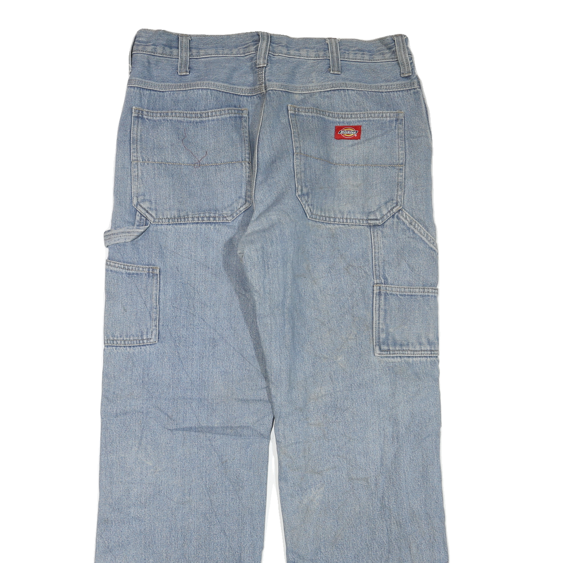 DICKIES Mens Blue Regular Straight Denim Light W34 L32 Zip Cotton Blend Work