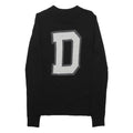 DKNY Womens Black Bold D Logo Plain Wool Blend Jumper Crew Neck XS Knitwear