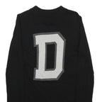 DKNY Womens Black Bold D Logo Plain Wool Blend Jumper Crew Neck XS Knitwear