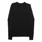 DKNY Womens Black Bold D Logo Plain Wool Blend Jumper Crew Neck XS Knitwear