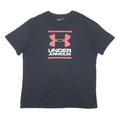 UNDER ARMOUR Mens Black Red Logo Graphic T-Shirt 2XL Short Sleeve Crew Neck