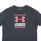 UNDER ARMOUR Mens Black Red Logo Graphic T-Shirt 2XL Short Sleeve Crew Neck