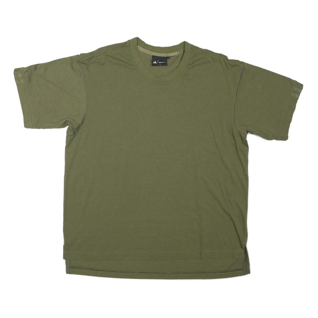 ADIDAS Mens Green L T-Shirt Crew Neck Short Sleeve Cotton Blend Casual Sport