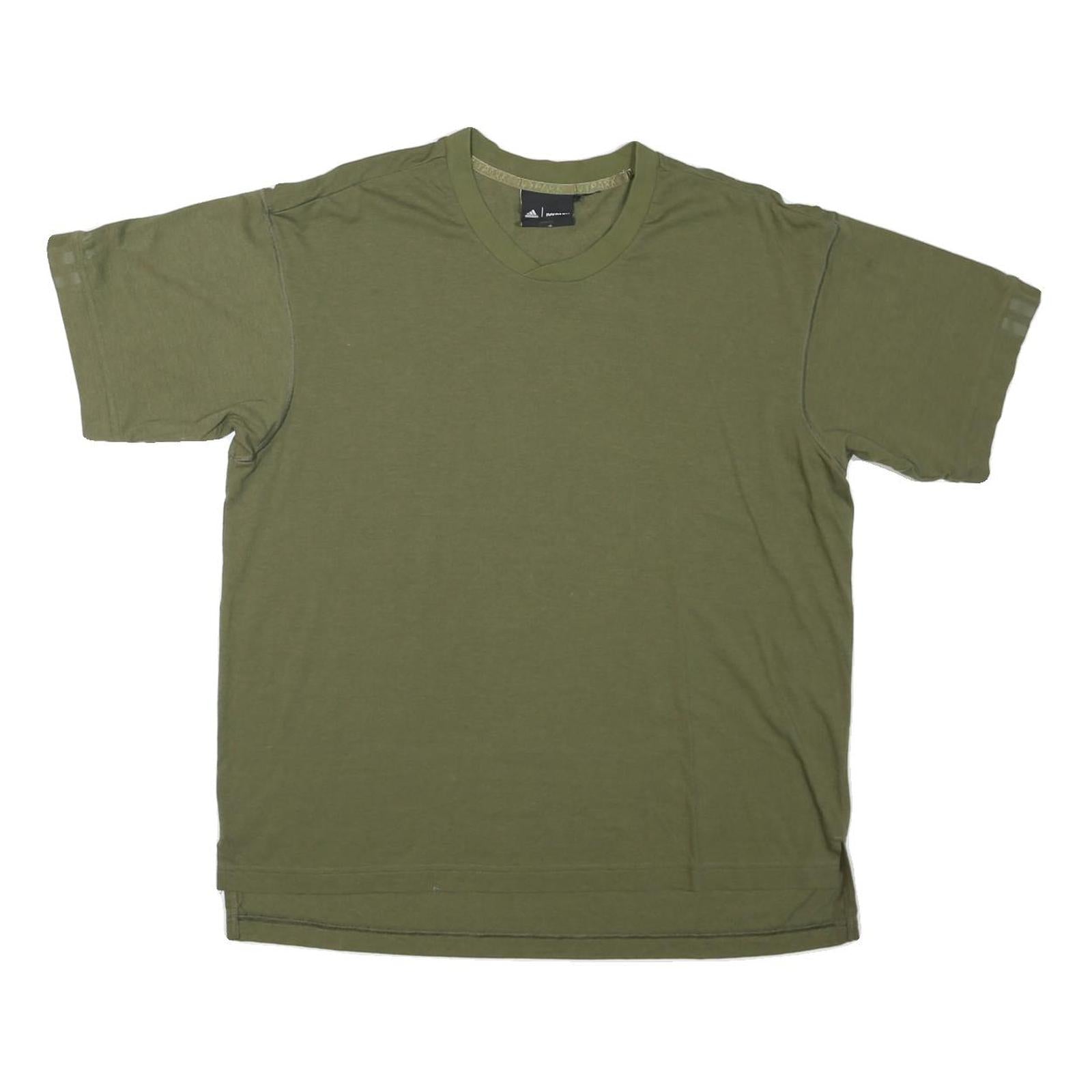 ADIDAS Mens Green L T-Shirt Crew Neck Short Sleeve Cotton Blend Casual Sport