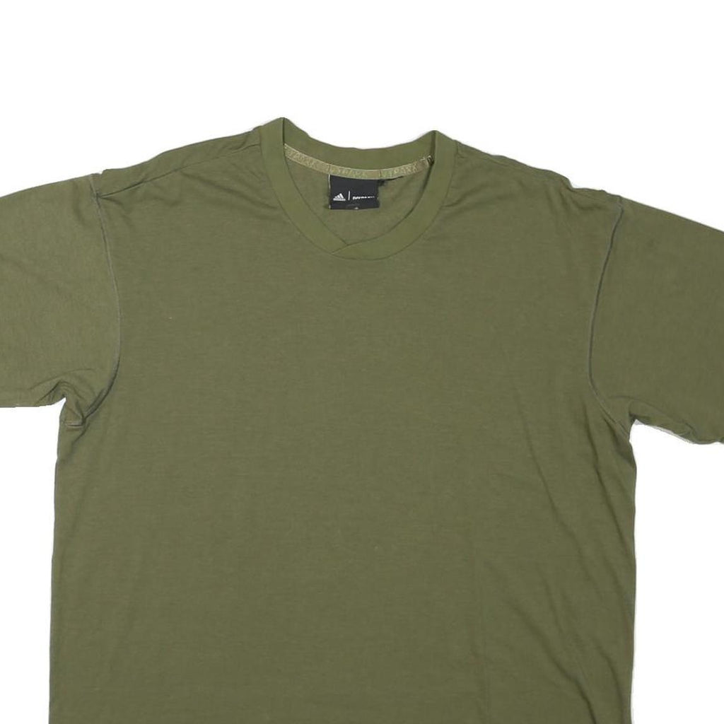 ADIDAS Mens Green L T-Shirt Crew Neck Short Sleeve Cotton Blend Casual Sport