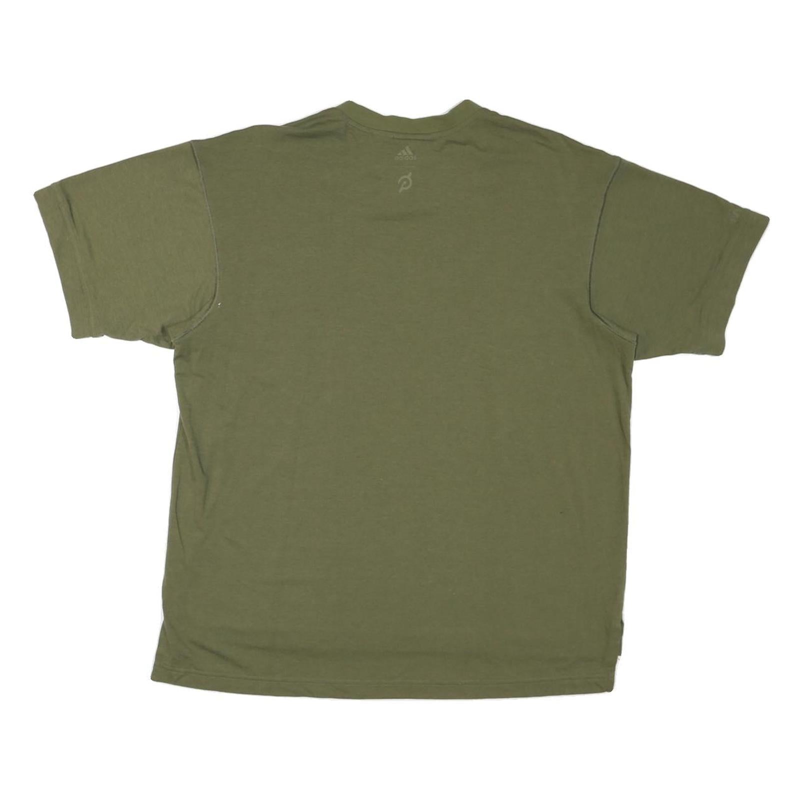 ADIDAS Mens Green L T-Shirt Crew Neck Short Sleeve Cotton Blend Casual Sport