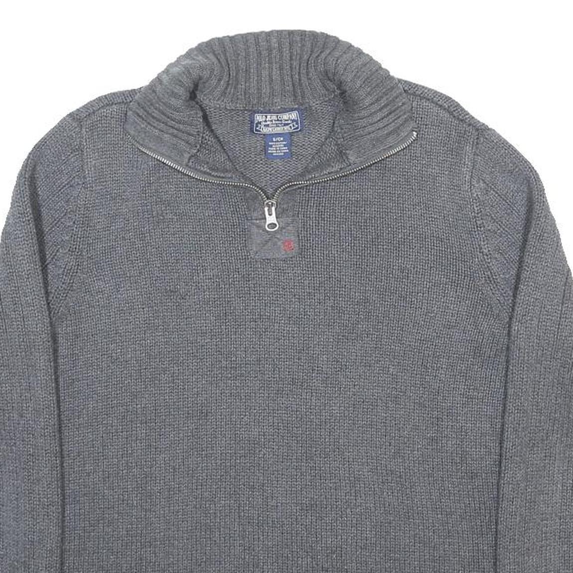 POLO RALPH LAUREN Mens Grey Patterned Jumper Pullover Crew Neck Rib Knit S
