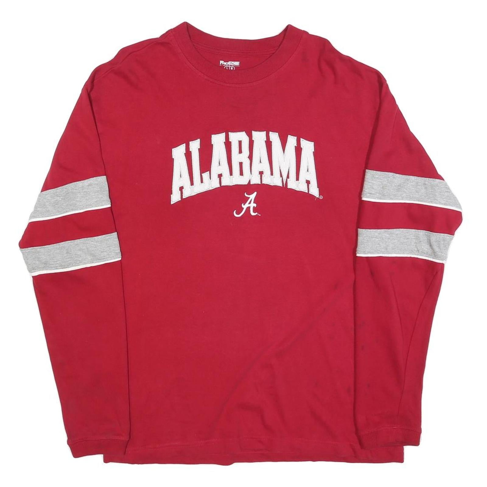 PRO EDGE Mens Red Alabama Long Sleeve Crew Neck Athletic T-Shirt L