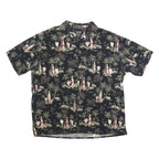 ST JOHNS BAY Mens Black Cotton 2XL Hawaiian Shirt Tropical Print Relaxed Fit