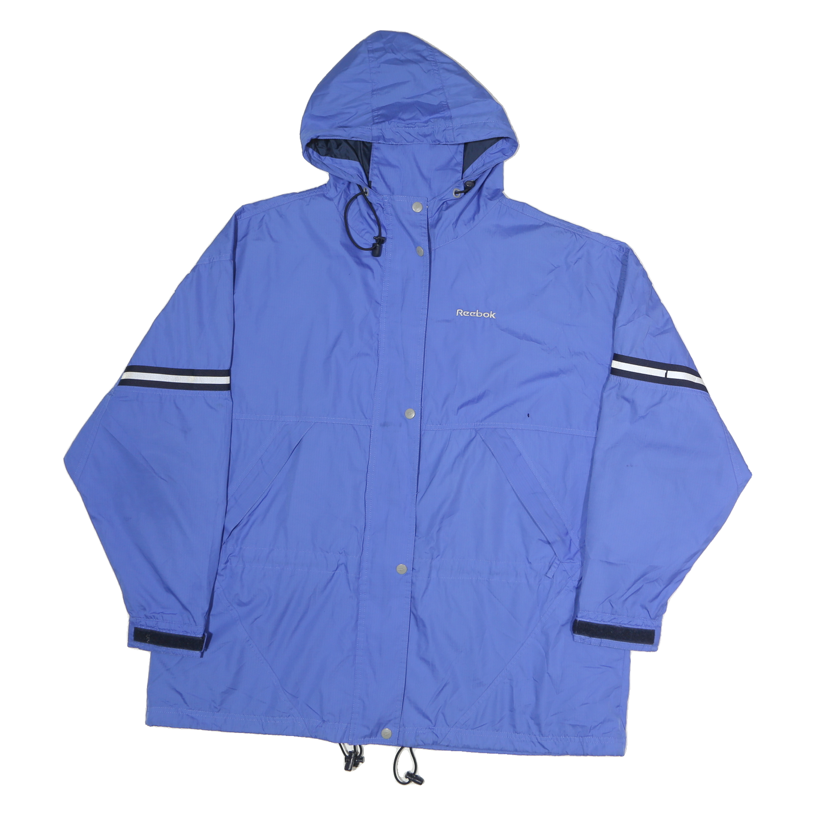 REEBOK Mens Blue Zip Hooded Jacket XL Polyester Athletic Sportswear