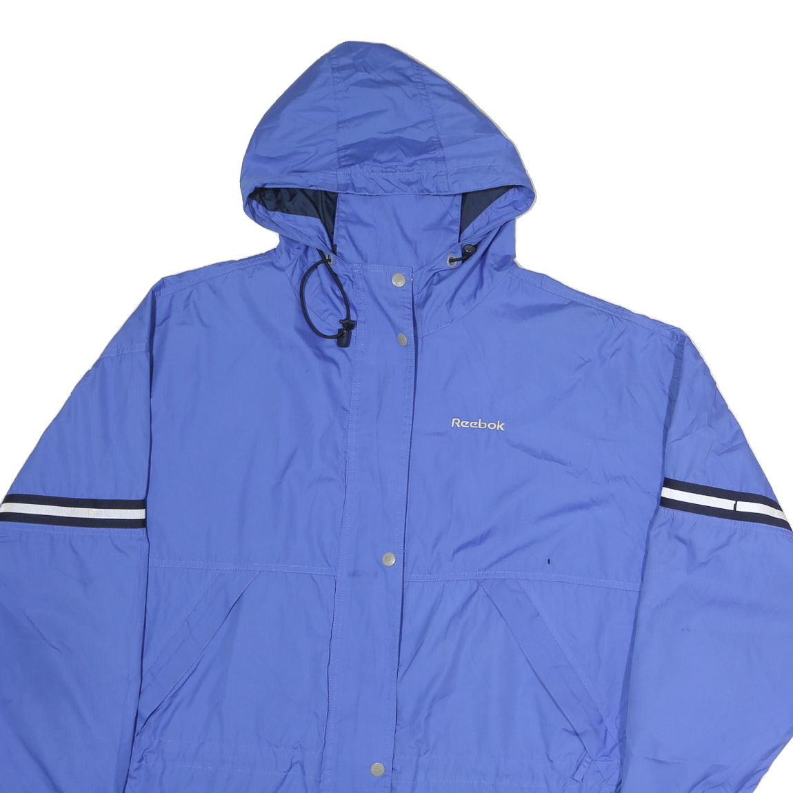 REEBOK Mens Blue Zip Hooded Jacket XL Polyester Athletic Sportswear