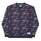 HILFIGER DENIM Mens Navy Blue Patterned Cotton Blend Jumper Crew Neck Basic Knit