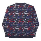 HILFIGER DENIM Mens Navy Blue Patterned Cotton Blend Jumper Crew Neck Basic Knit