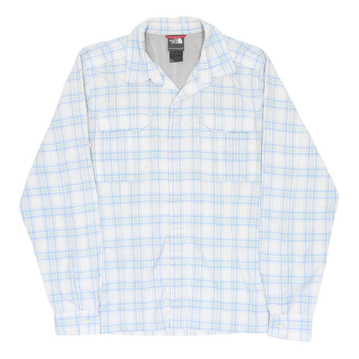 THE NORTH FACE Mens White & Blue Check Shirt S Lightweight Casual Outdoor