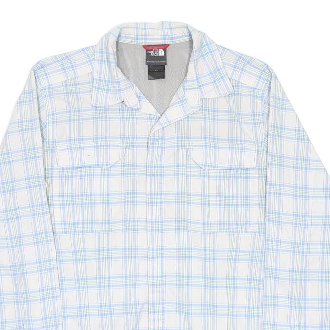 THE NORTH FACE Mens White & Blue Check Shirt S Lightweight Casual Outdoor