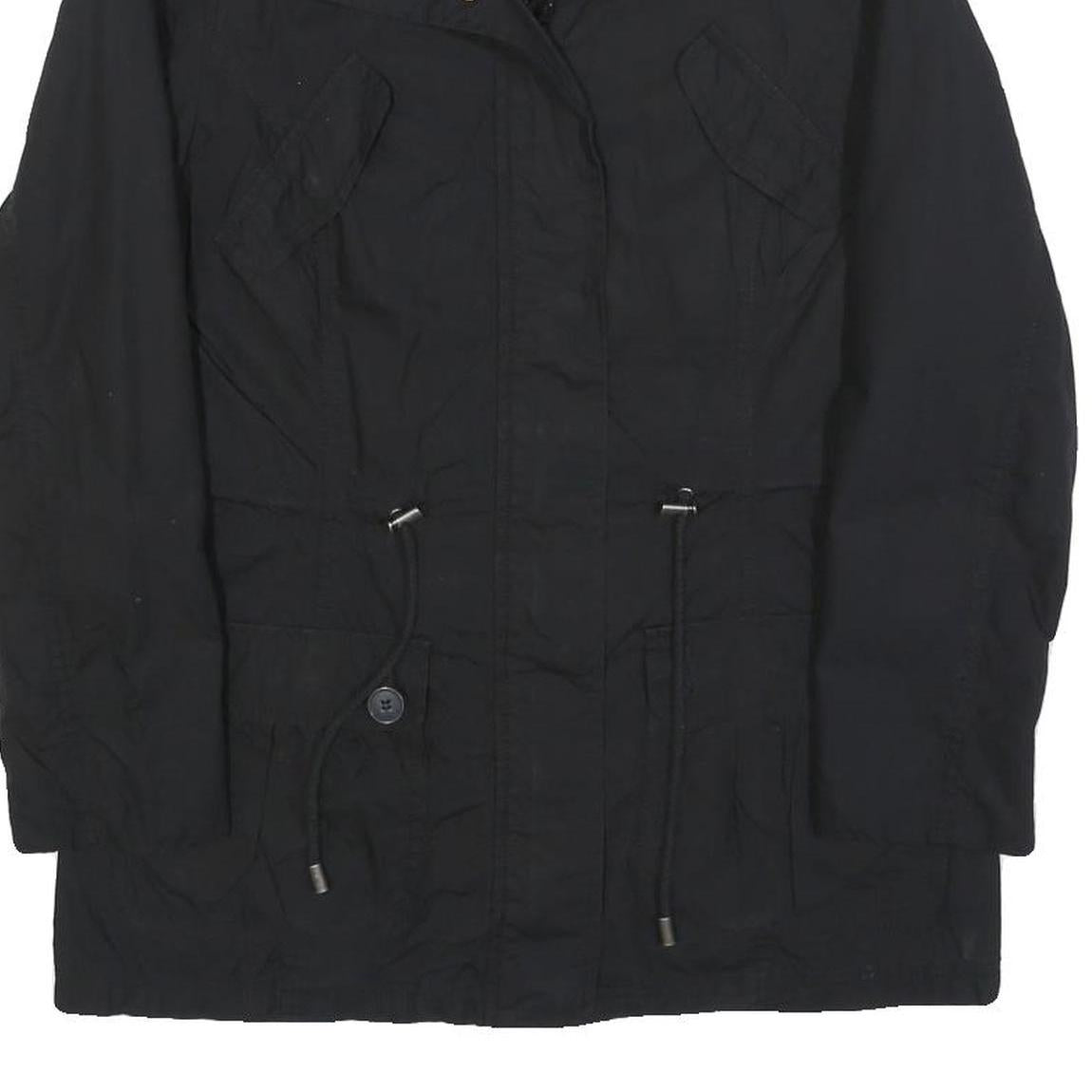 ELLEN AMBER Womens Black Jacket S Cotton Blend Zip Utility Casual Lightweight