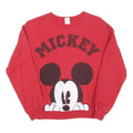 DISNEY Womens Red Mickey Crew Neck XS Cotton Sweatshirt Casual Pullover