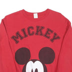 DISNEY Womens Red Mickey Crew Neck XS Cotton Sweatshirt Casual Pullover