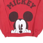 DISNEY Womens Red Mickey Crew Neck XS Cotton Sweatshirt Casual Pullover