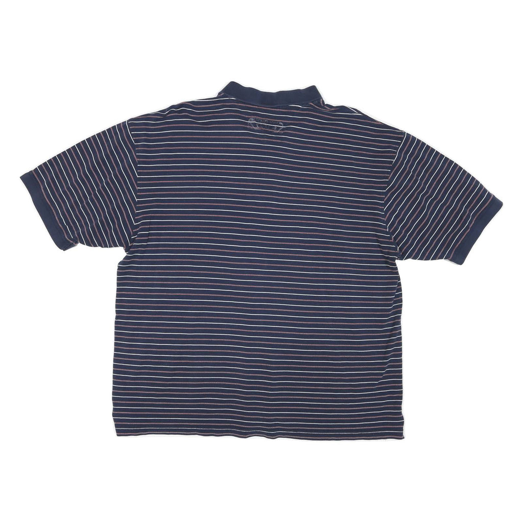 TOMMY HILFIGER Mens Blue Striped Short Sleeve Polo Shirt XL Cotton Jersey Band