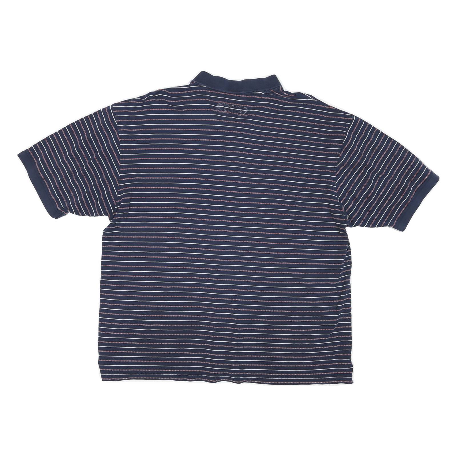 TOMMY HILFIGER Mens Blue Striped Short Sleeve Polo Shirt XL Cotton Jersey Band